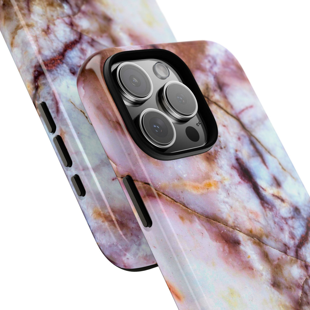 Marble Vein Tough Phone Case — Pink Quartz Protective Cover