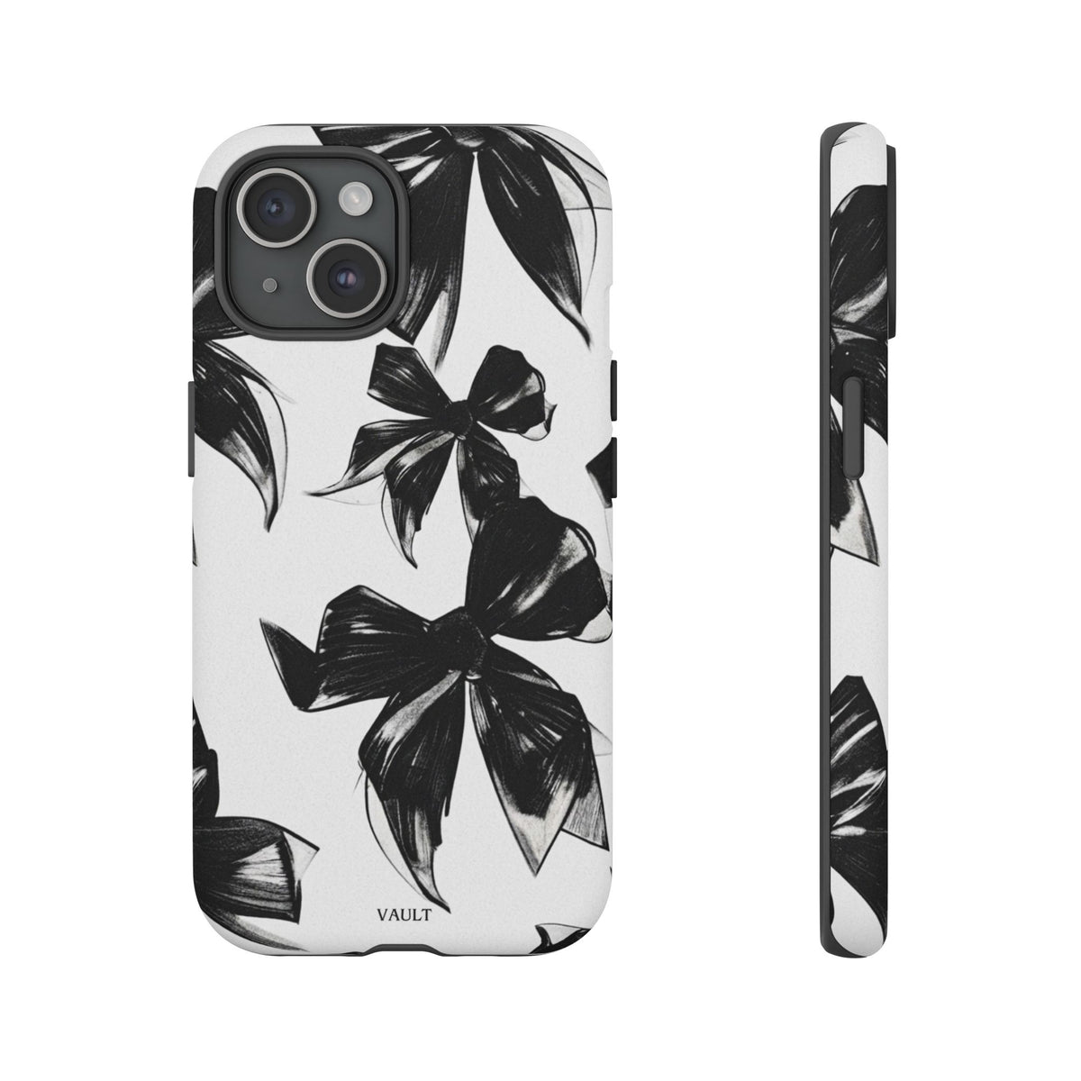 Floral Brushstroke Phone Case — Black & White Botanical Tough Case