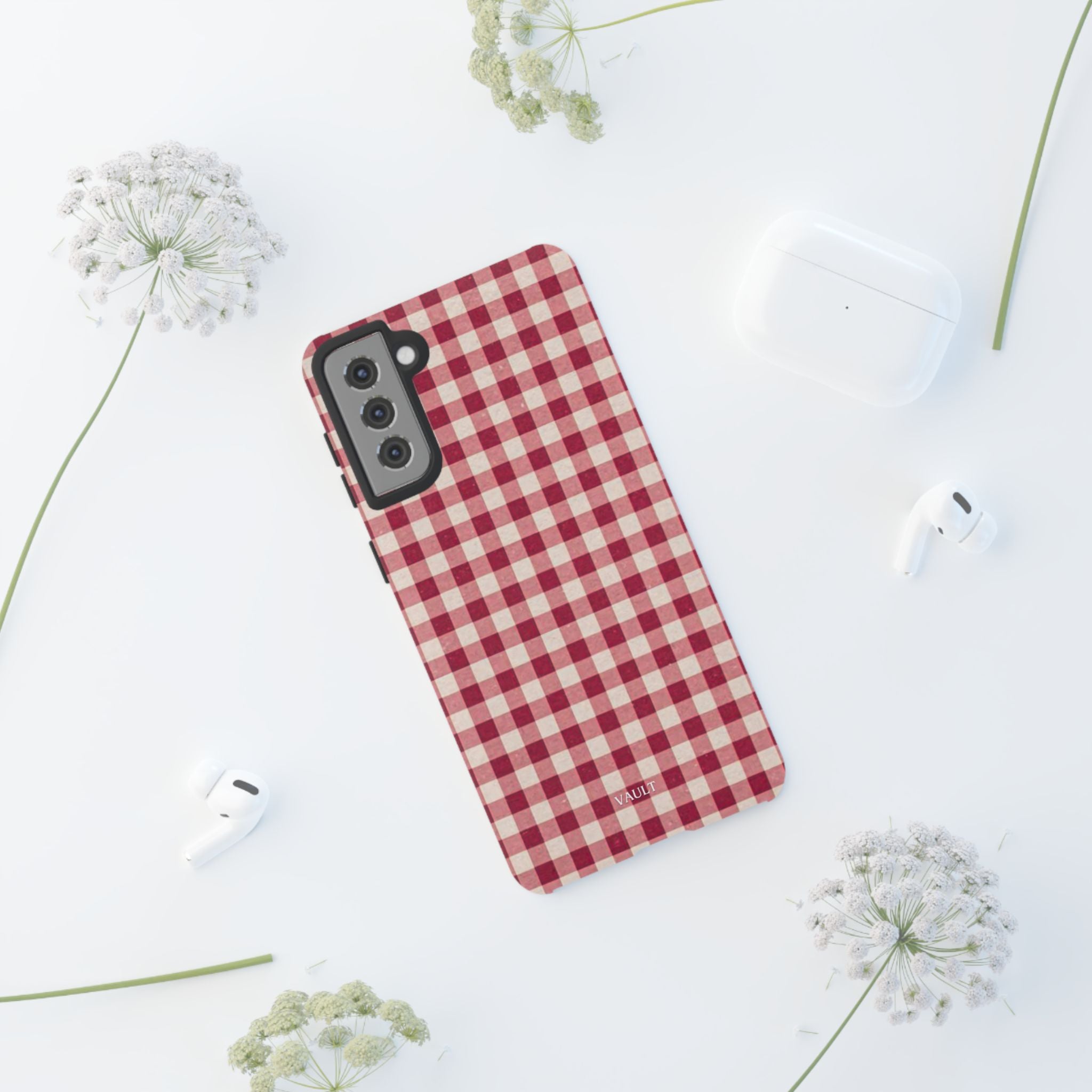 Gingham Phone Case — Red Plaid Tough Case