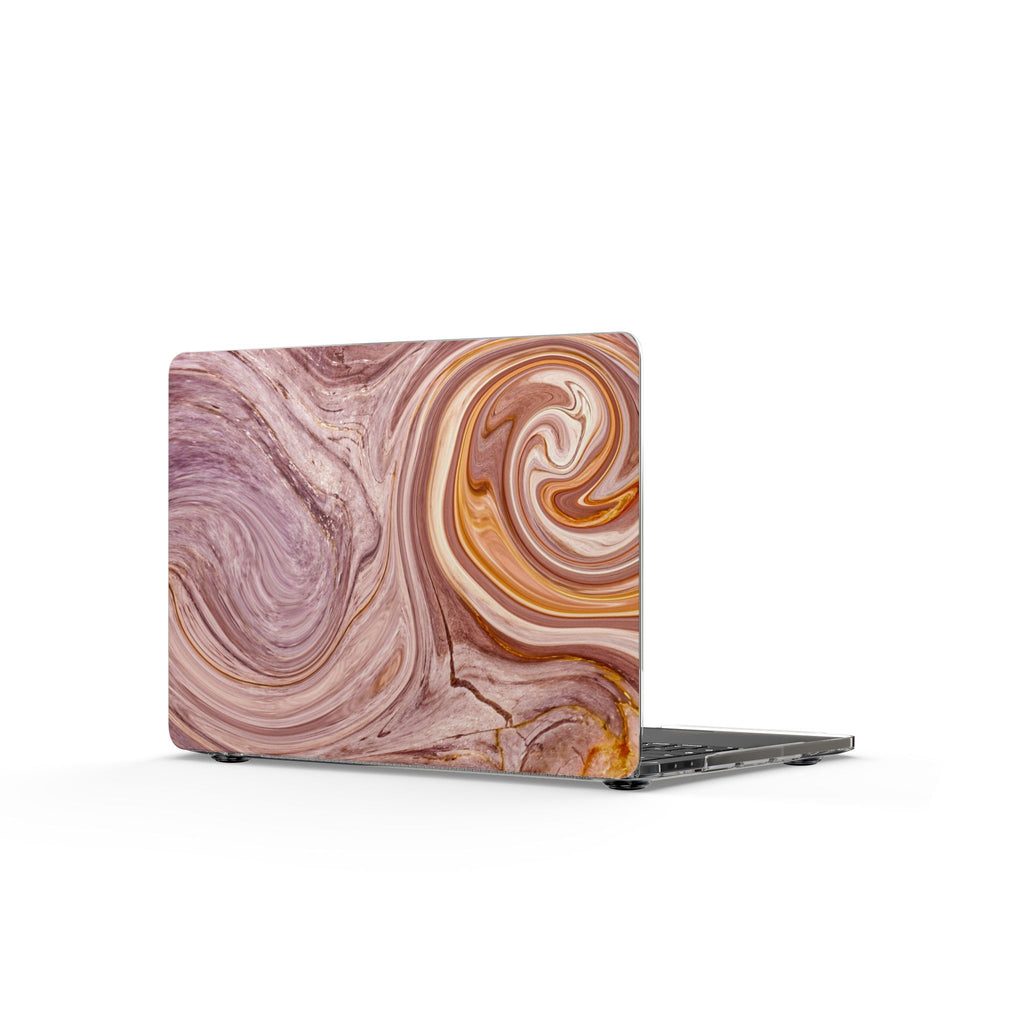 Marble Swirl Clear MacBook Case — Pink & Gold Abstract Protective Cover