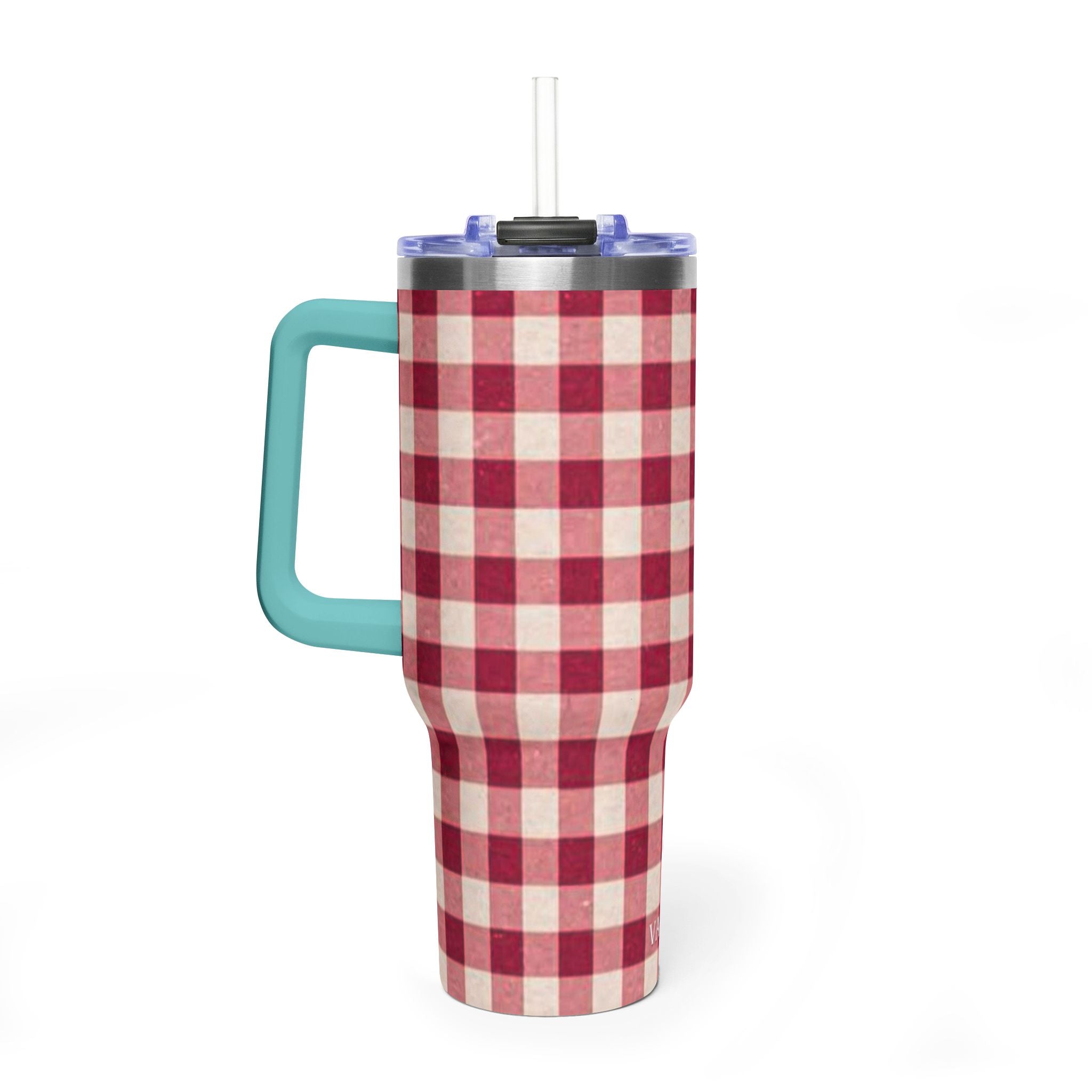 40oz Vacuum Tumbler — Red Buffalo Plaid Insulated Travel Mug