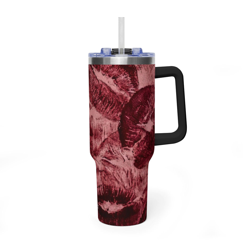 40oz Vacuum Tumbler - Burgundy Rose Marble Insulated Travel Cup