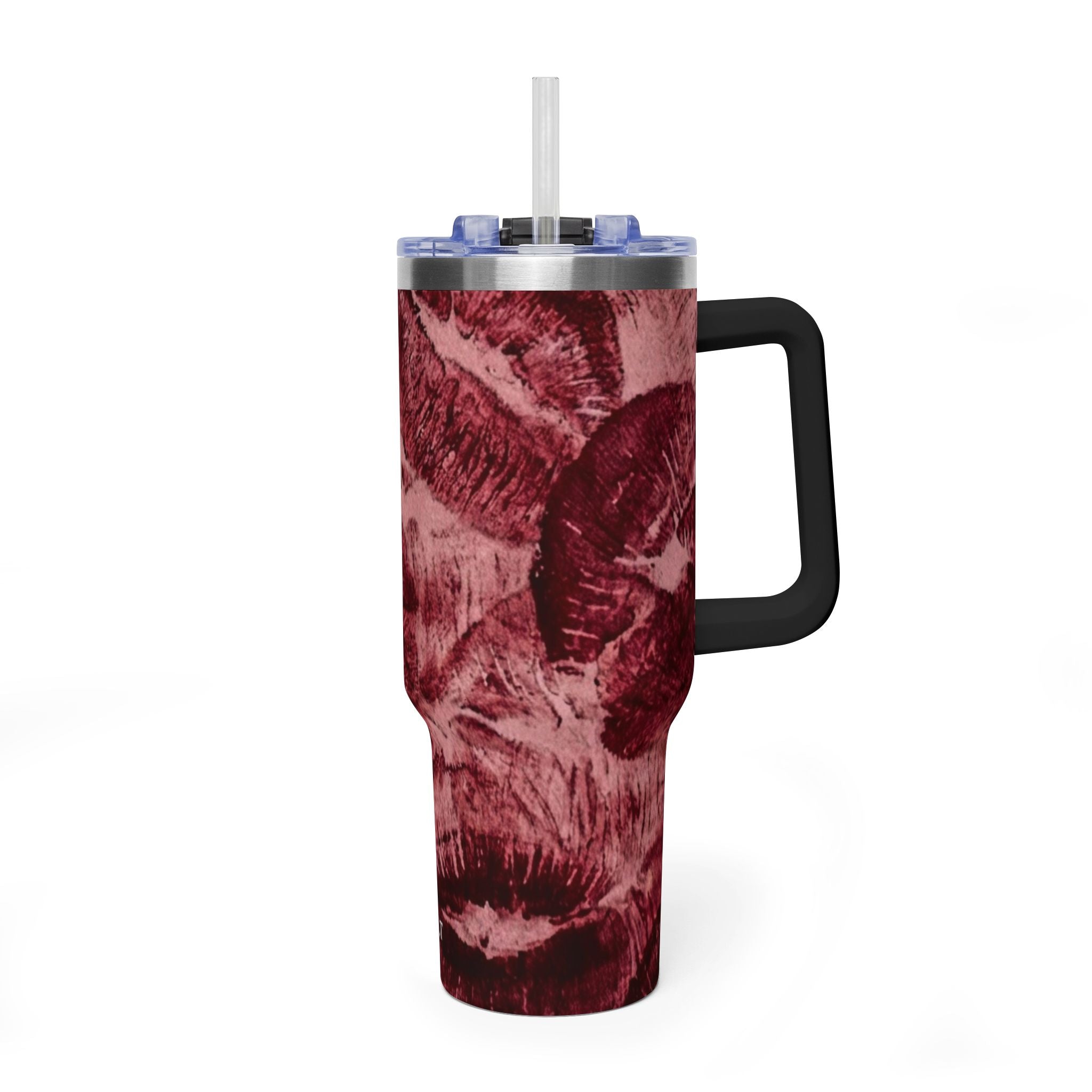 40oz Vacuum Tumbler - Burgundy Rose Marble Insulated Travel Cup
