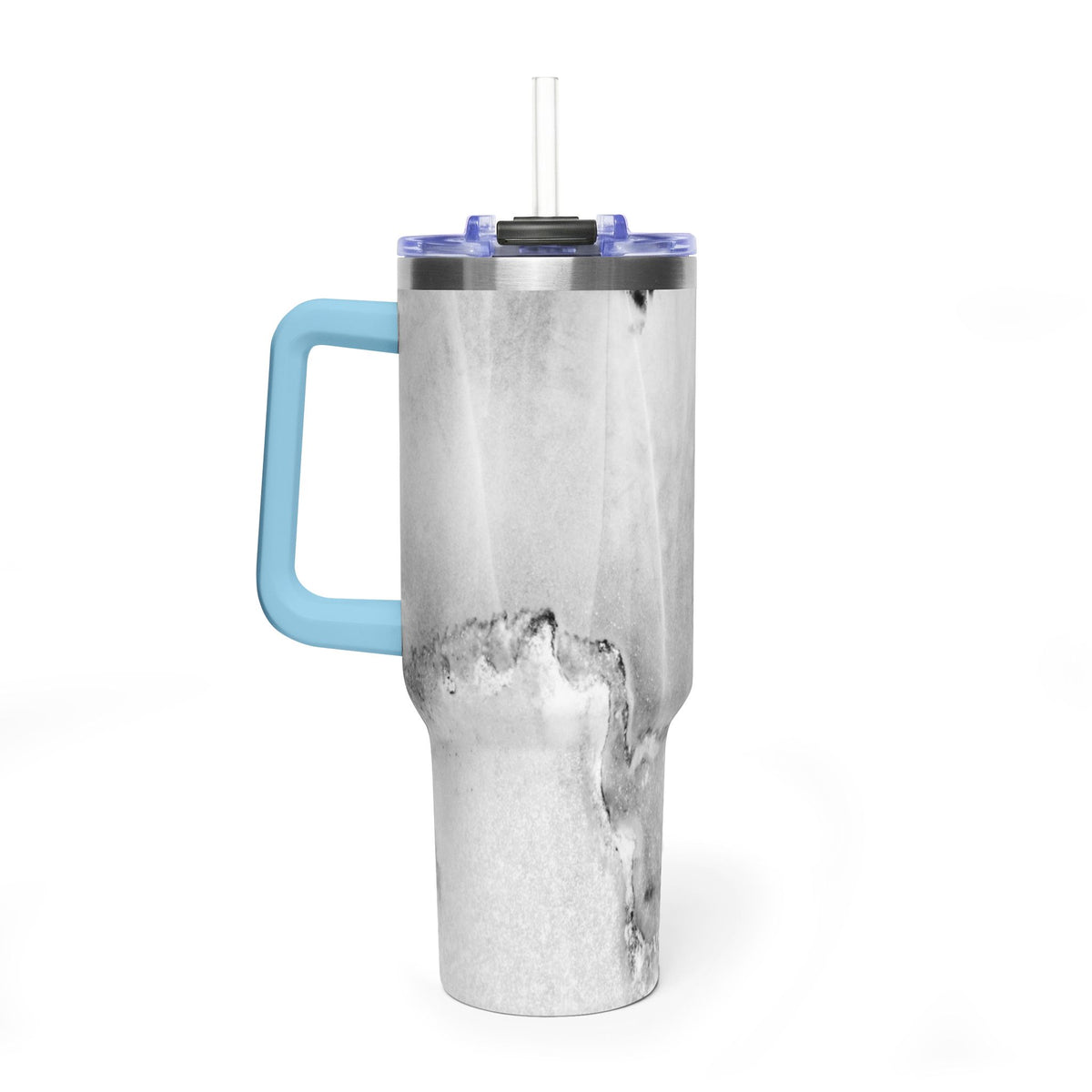40oz Marble Vacuum Tumbler — Insulated Travel Mug with Handle