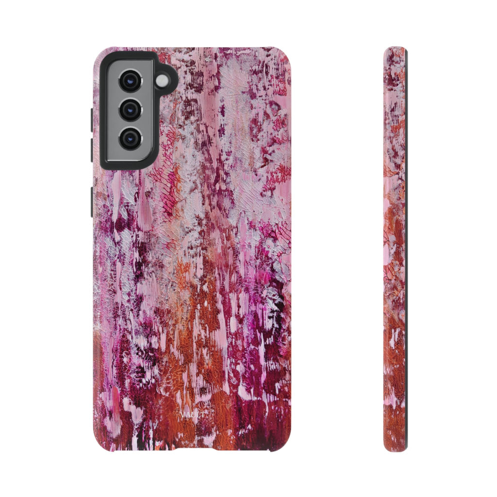 Pink Abstract Art Tough Phone Case — Protective Artistic Phone Cover