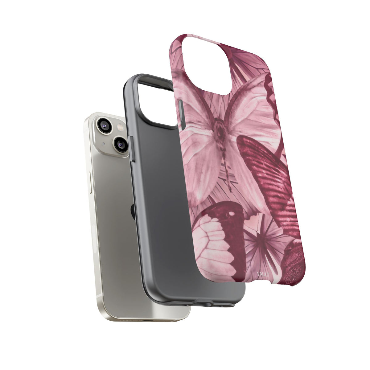 Butterfly Tough Phone Case — Vintage Pink Floral Protective Cover