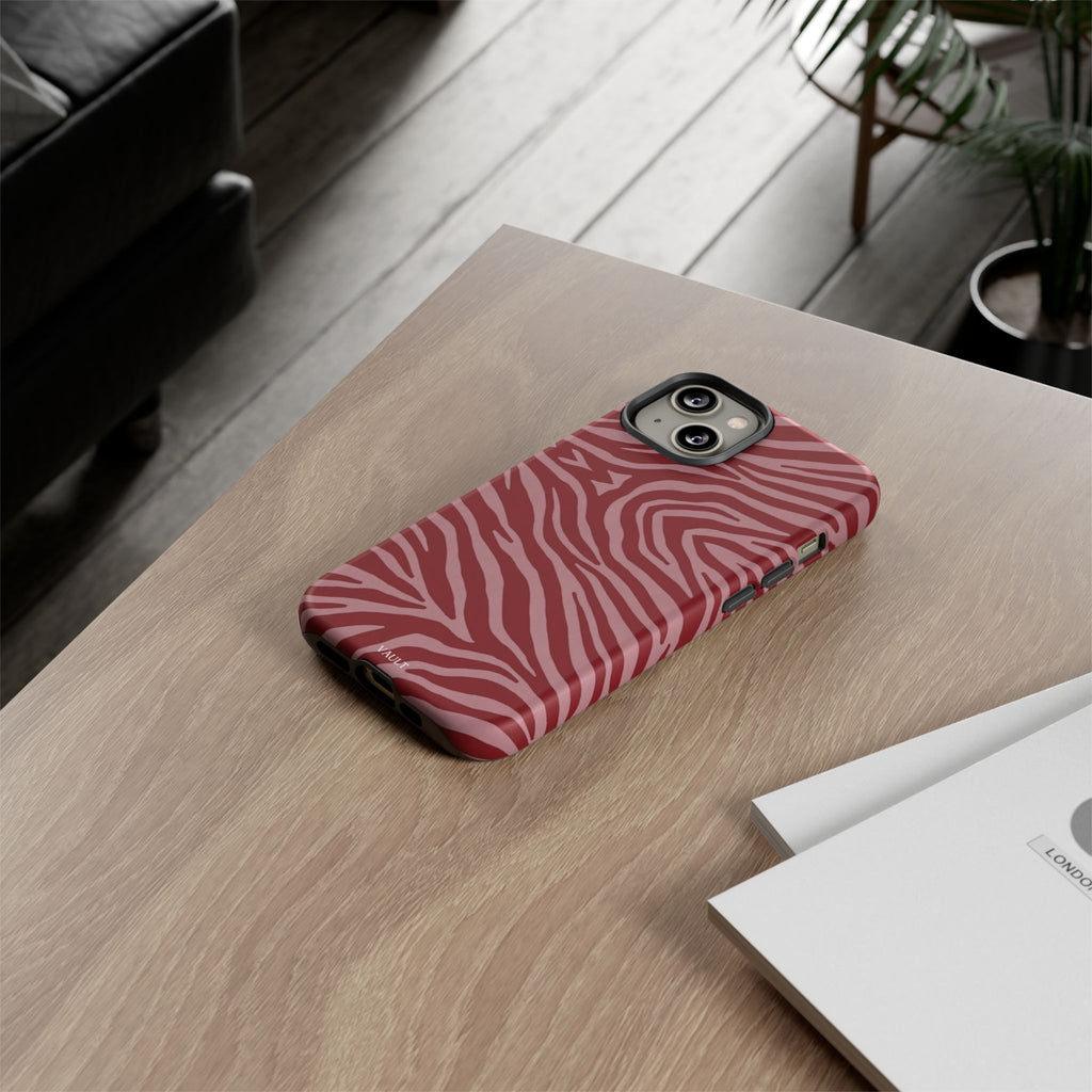 Red Zebra Print Tough Phone Case