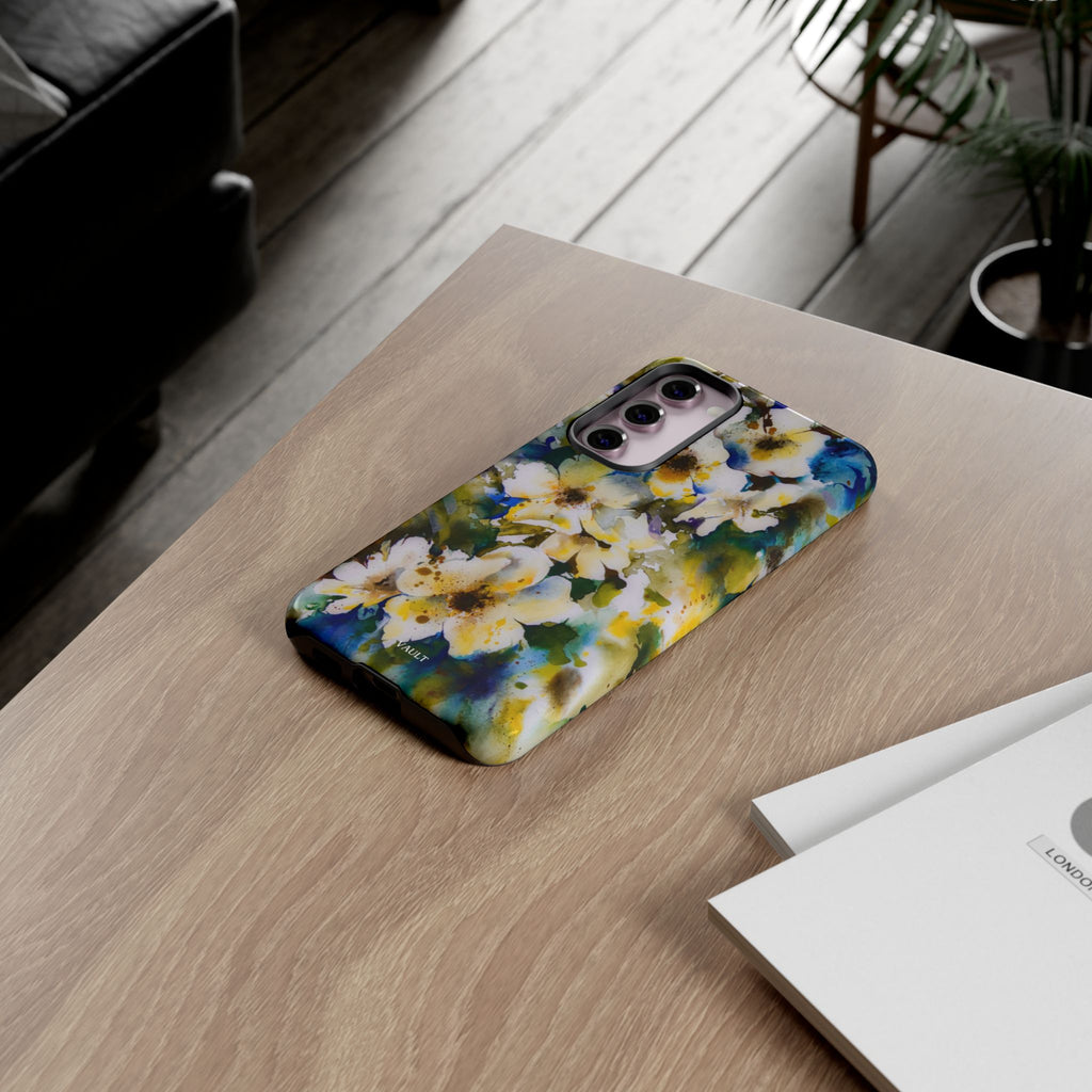 Floral Watercolor Tough Case – Yellow White Blossom Phone Cover