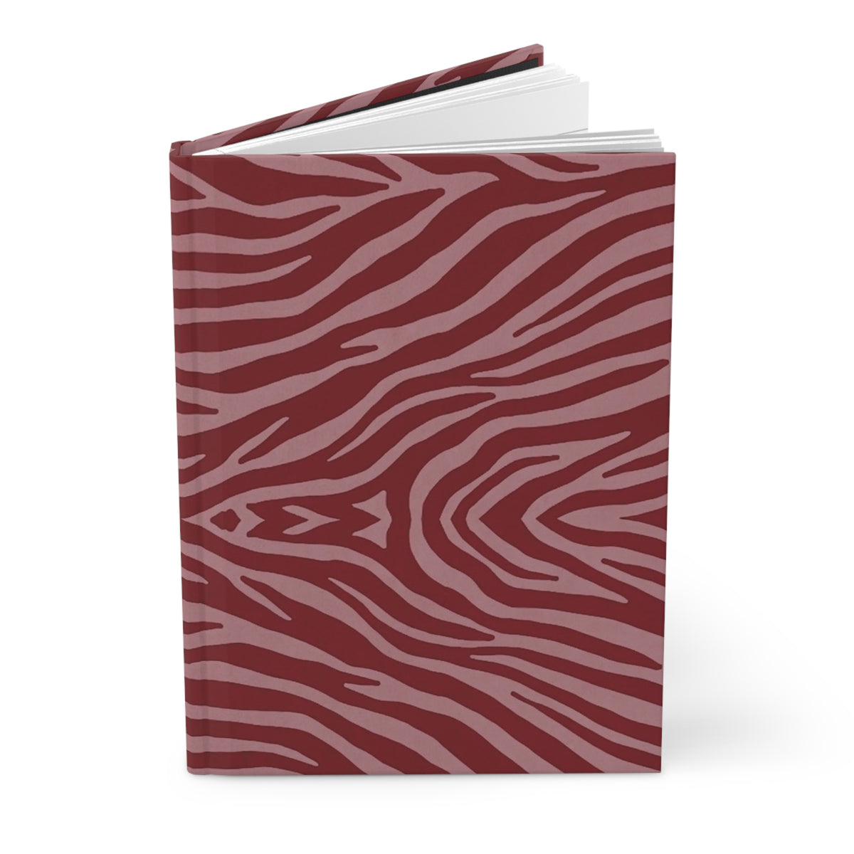 Red Zebra Pattern Hardcover Journal — Maroon Animal Print Notebook for Notes & Gifts