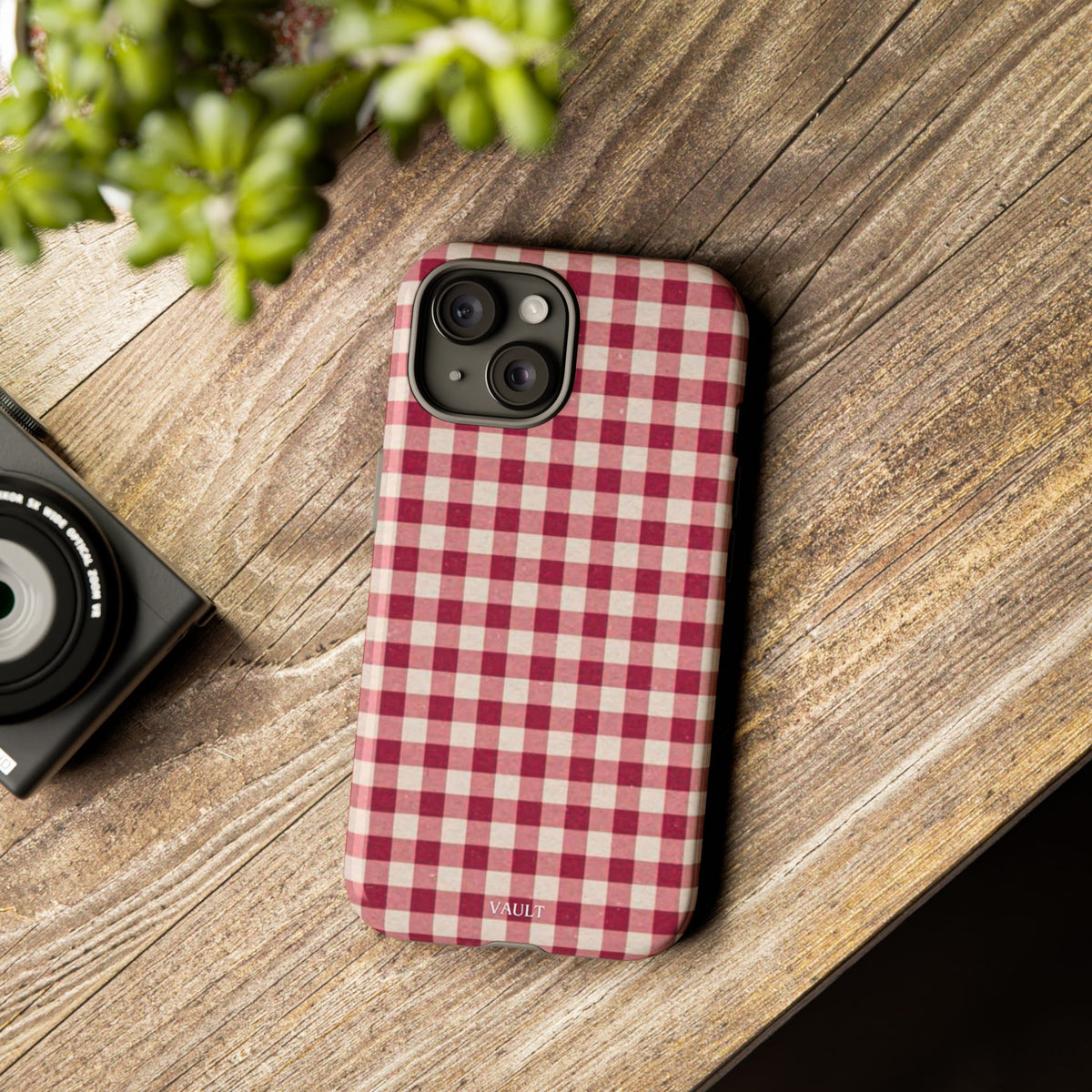 Gingham Phone Case — Red Plaid Tough Case