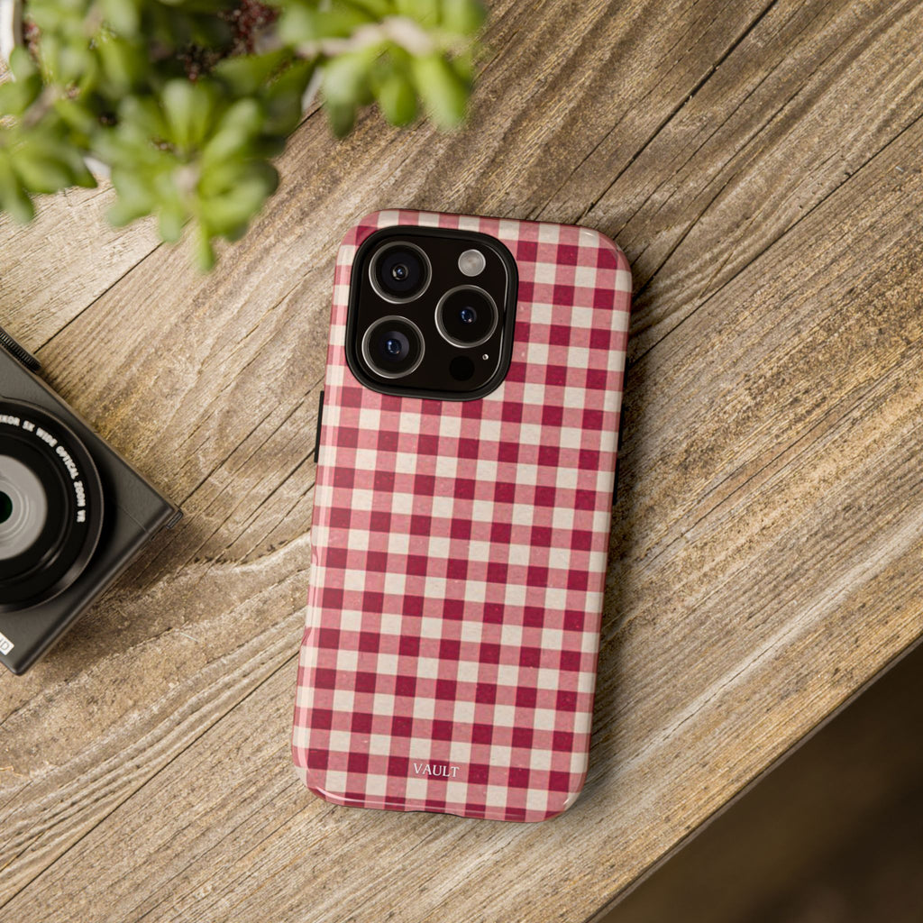 Gingham Phone Case — Red Plaid Tough Case
