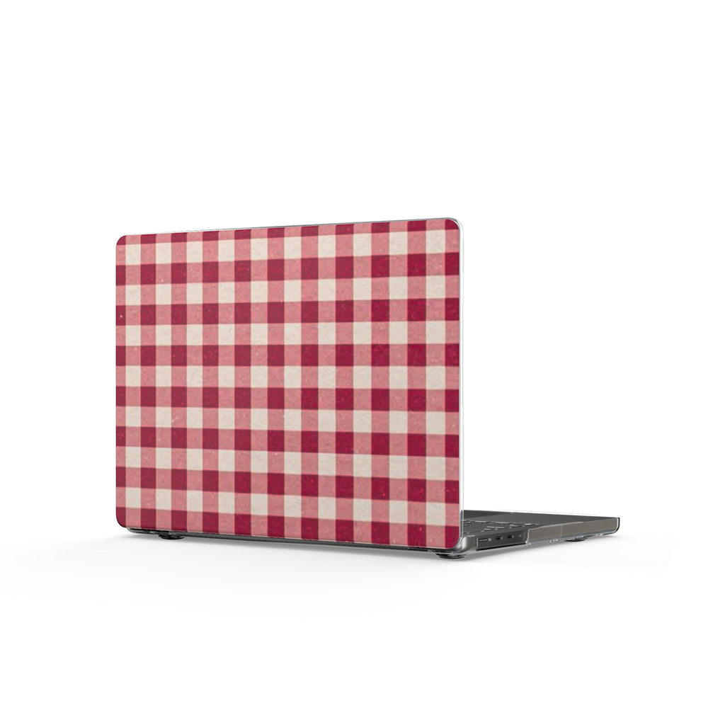 Red Gingham Clear MacBook Case — Plaid Laptop Cover, Classic Farmhouse Style