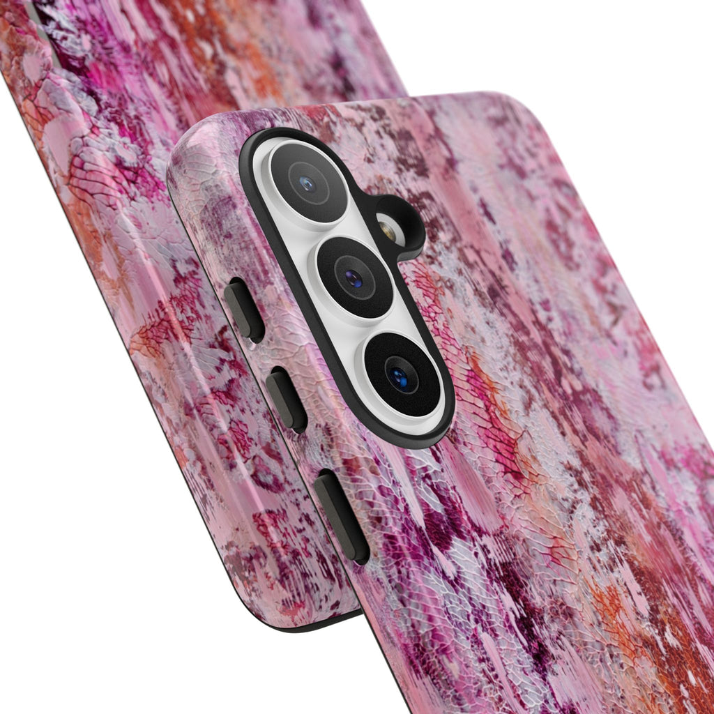 Pink Abstract Art Tough Phone Case — Protective Artistic Phone Cover