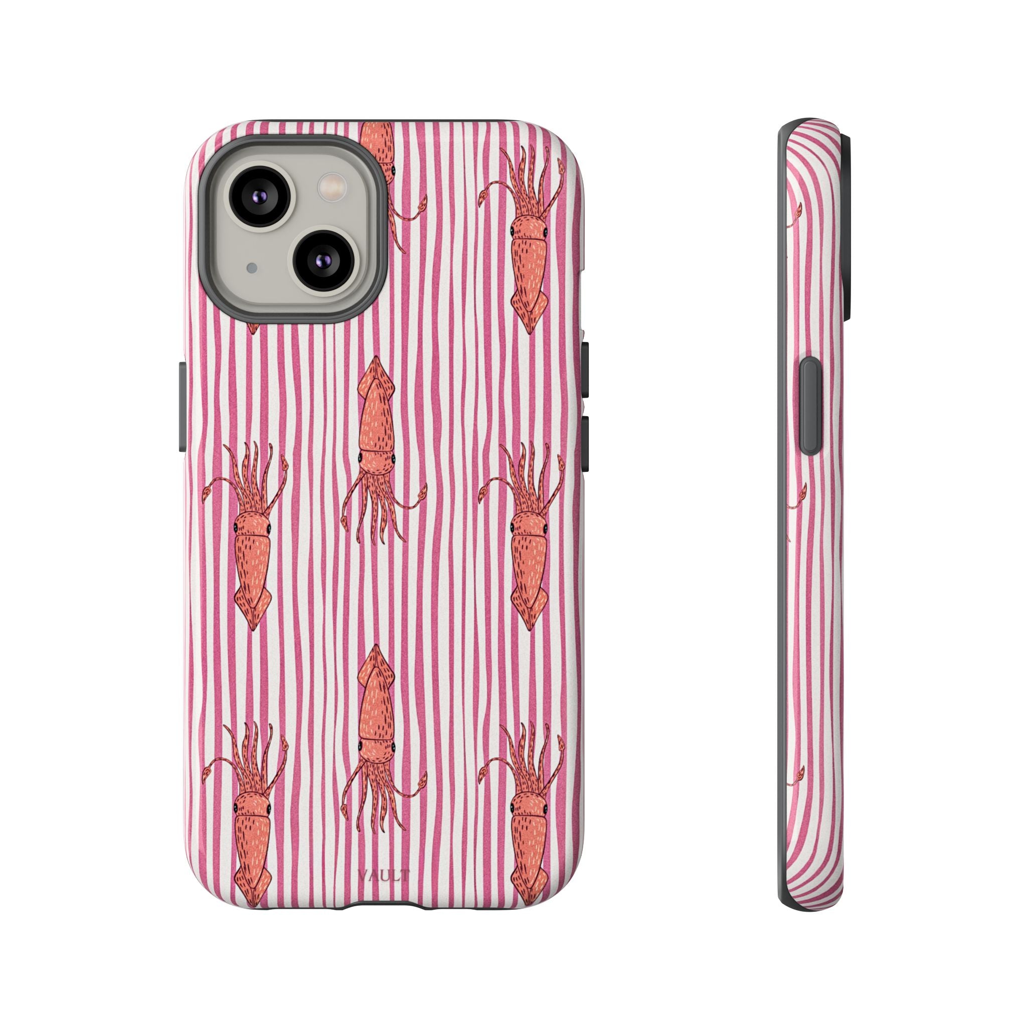 Squid Stripe Phone Case — Pink Nautical Sea Creature Pattern