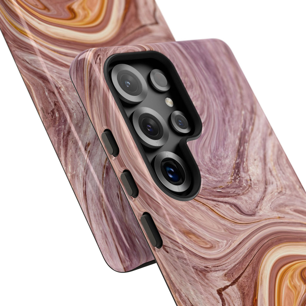 Marble Swirl Phone Case — Pink & Gold Abstract Tough Case