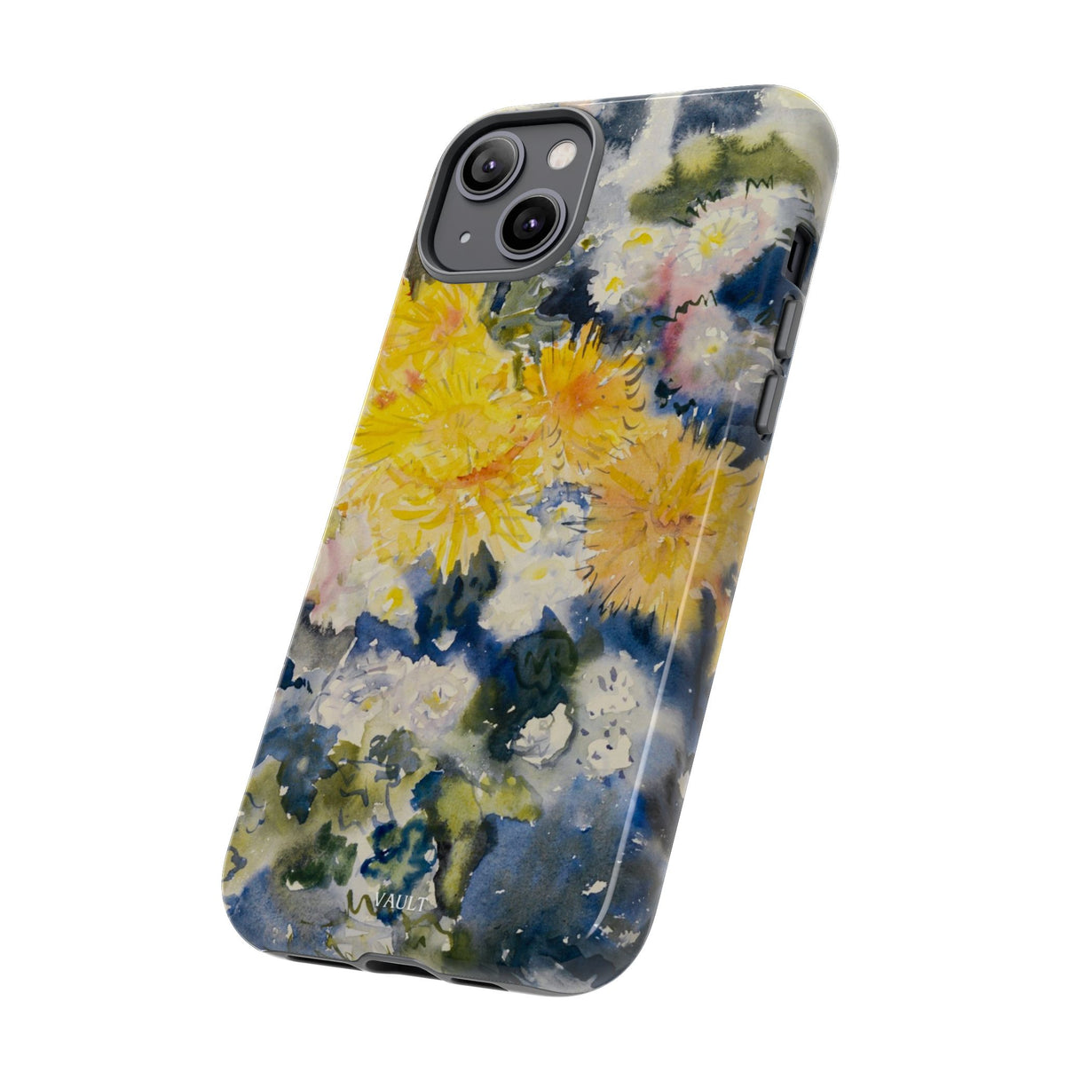 Floral Watercolor Phone Case – Yellow Chrysanthemums Design