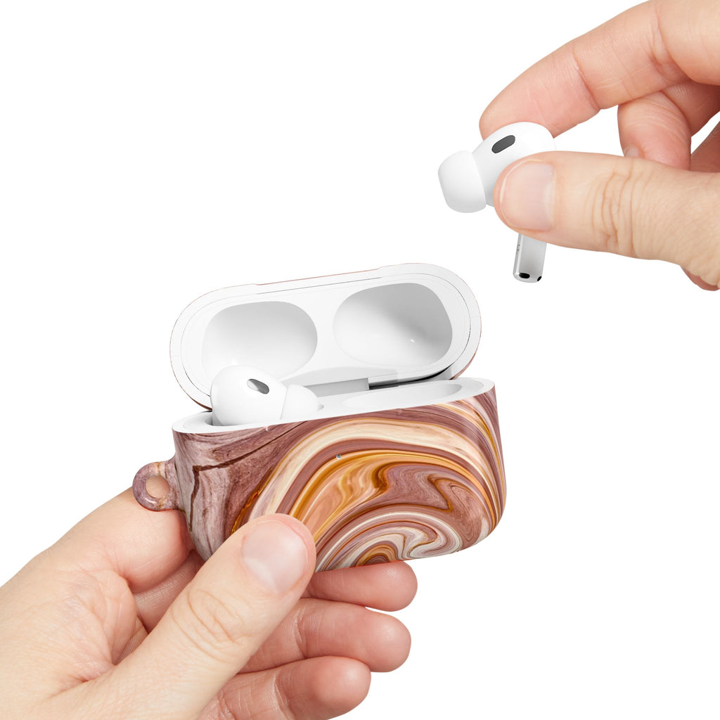 Marble Swirl AirPod Case — Pink & Gold Abstract Protective Cover