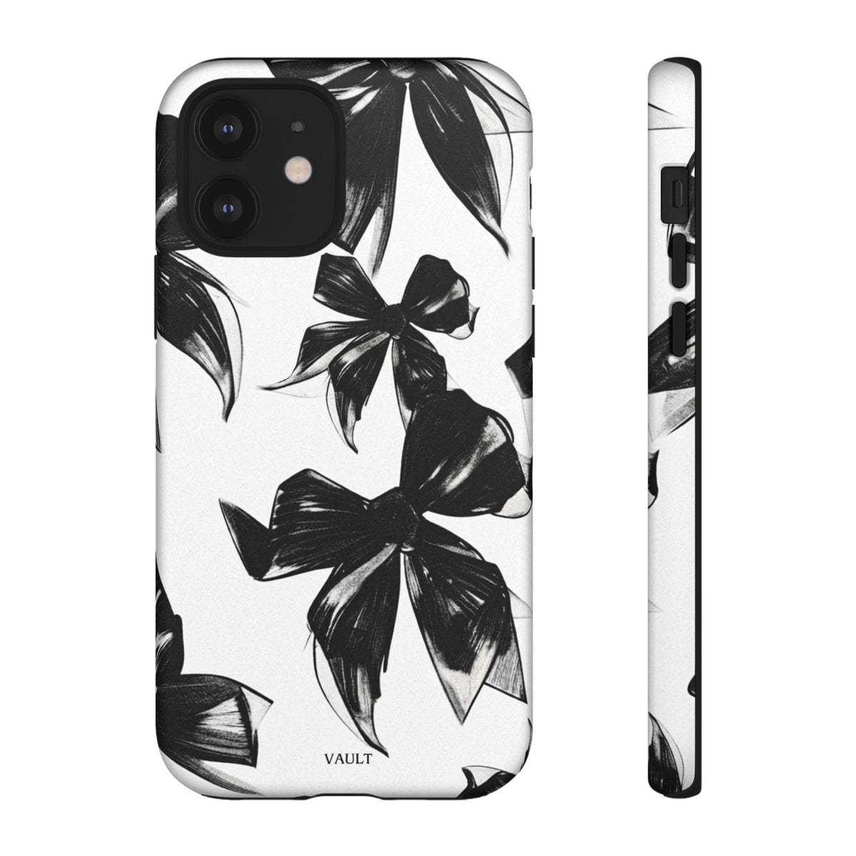 Floral Brushstroke Phone Case — Black & White Botanical Tough Case
