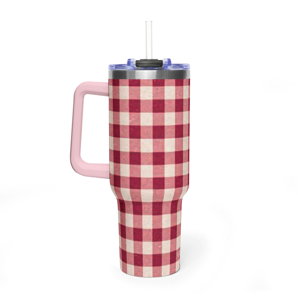 40oz Vacuum Tumbler — Red Buffalo Plaid Insulated Travel Mug