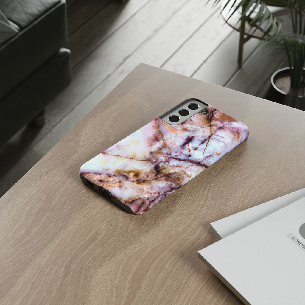 Marble Vein Tough Phone Case — Pink Quartz Protective Cover