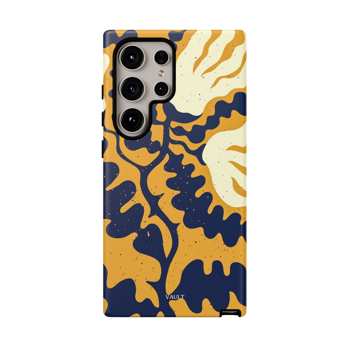 Bold Abstract Floral Phone Case (Navy & Mustard)