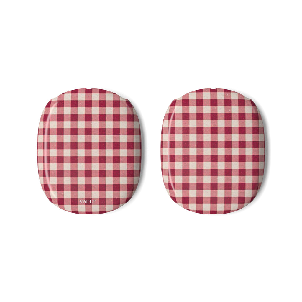 Plaid AirPod Max Ear Cup Covers — Red Gingham Protective Skins
