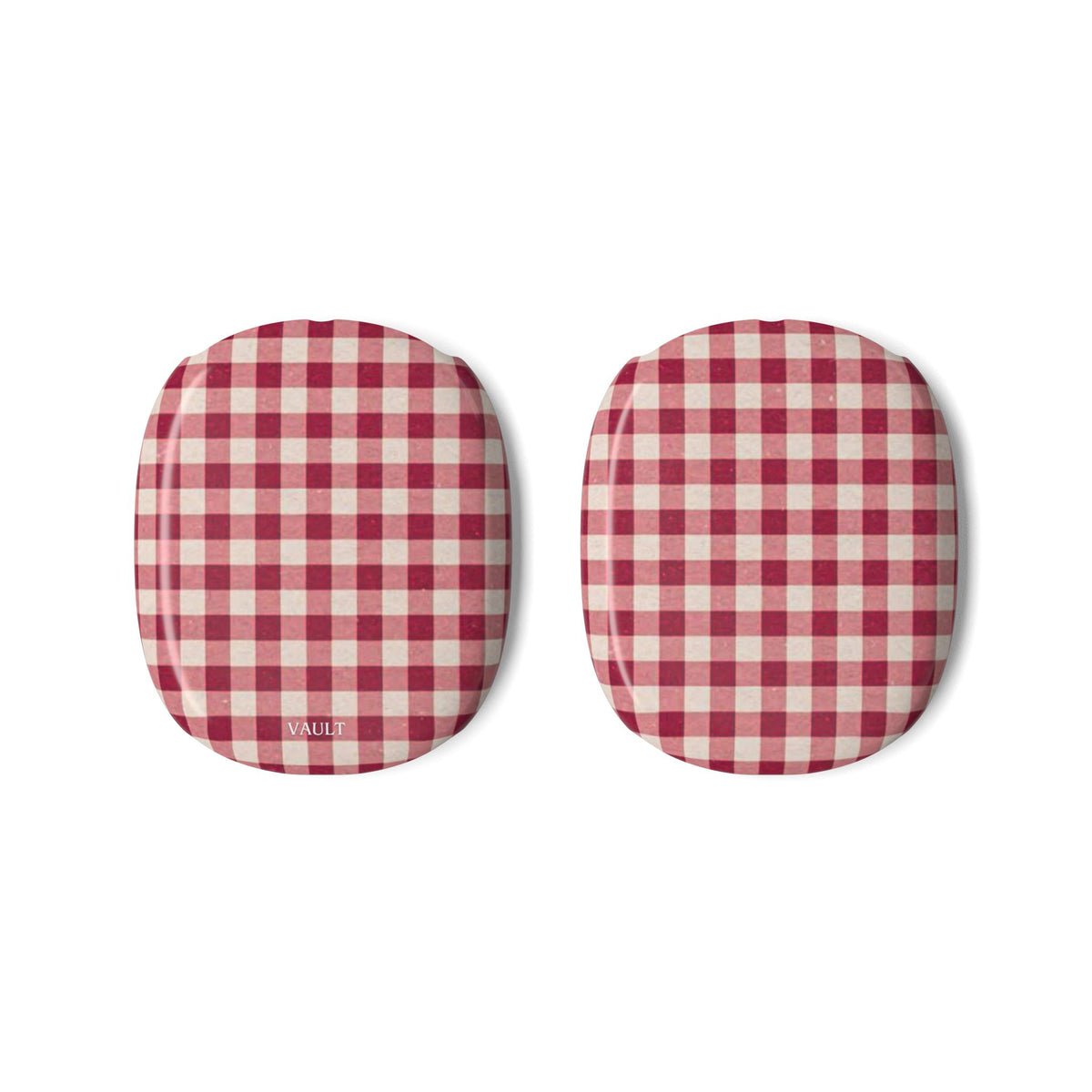 Plaid AirPod Max Ear Cup Covers — Red Gingham Protective Skins