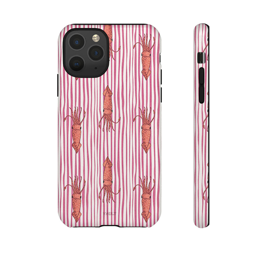 Squid Stripe Phone Case — Pink Nautical Sea Creature Pattern