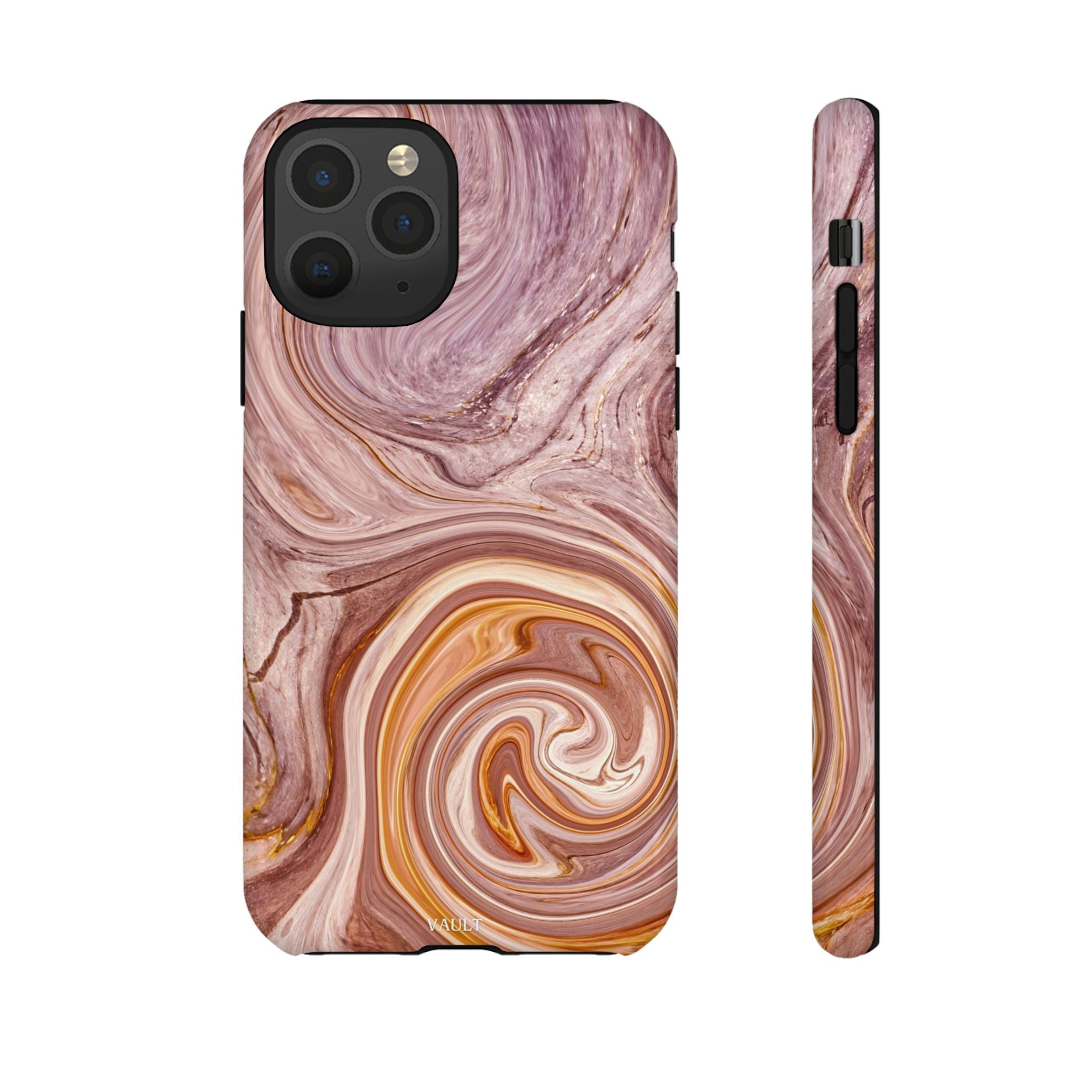 Marble Swirl Phone Case — Pink & Gold Abstract Tough Case