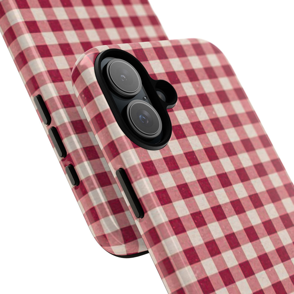 Gingham Phone Case — Red Plaid Tough Case