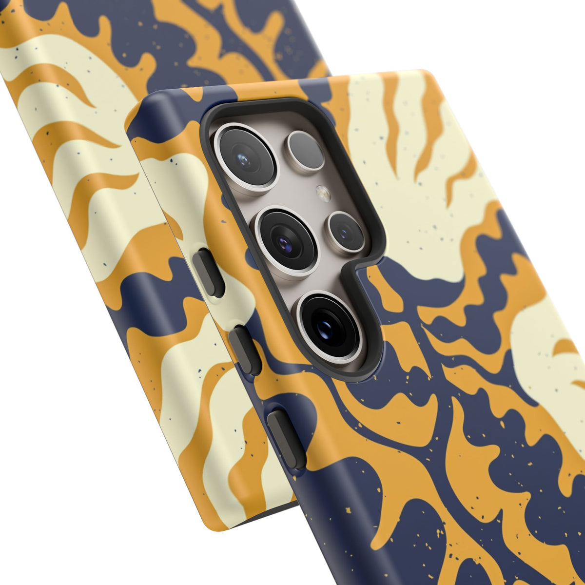 Bold Abstract Floral Phone Case (Navy & Mustard)