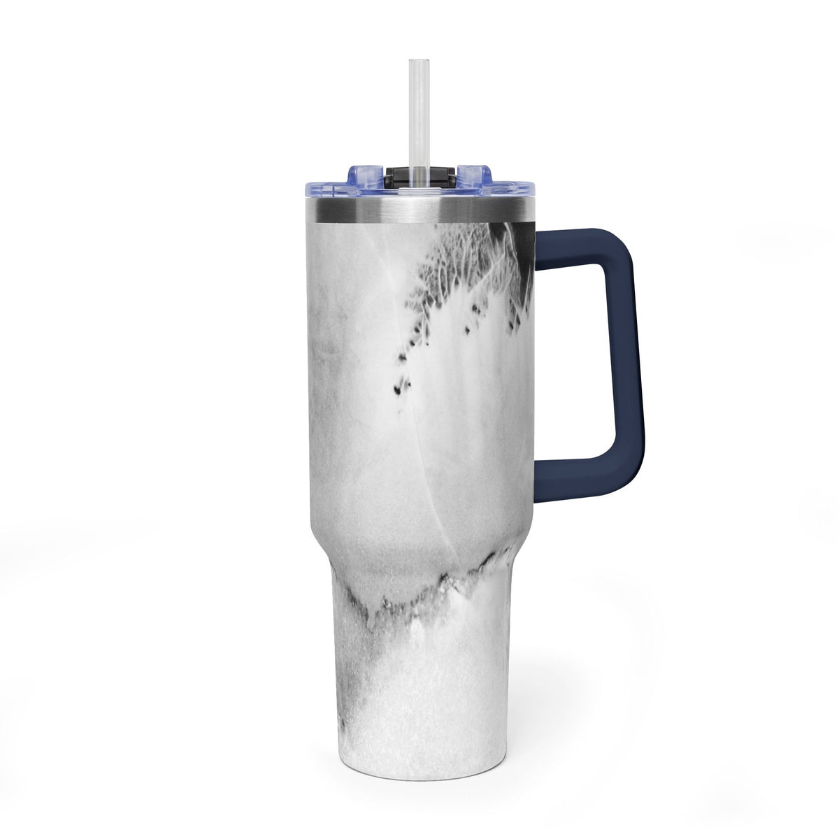 40oz Marble Vacuum Tumbler — Insulated Travel Mug with Handle
