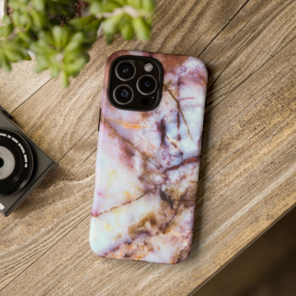 Marble Vein Tough Phone Case — Pink Quartz Protective Cover