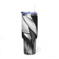 40oz Black & White Tropical Leaf Thermal Tumbler