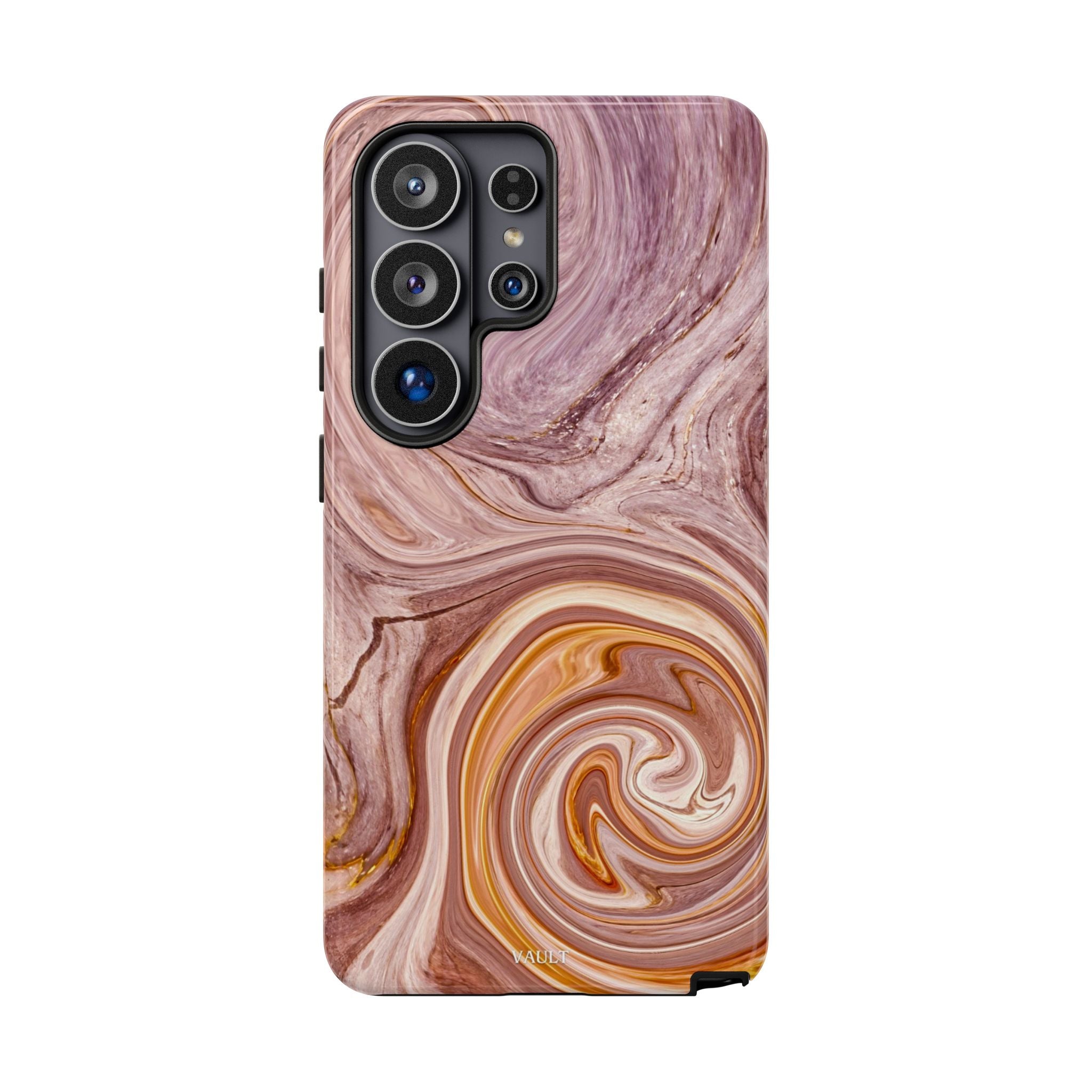 Marble Swirl Phone Case — Pink & Gold Abstract Tough Case