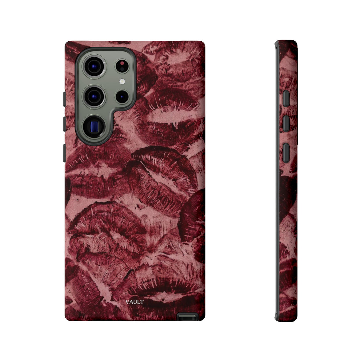 Kiss Print Phone Case – Burgundy Lip Pattern Protective Phone Cover