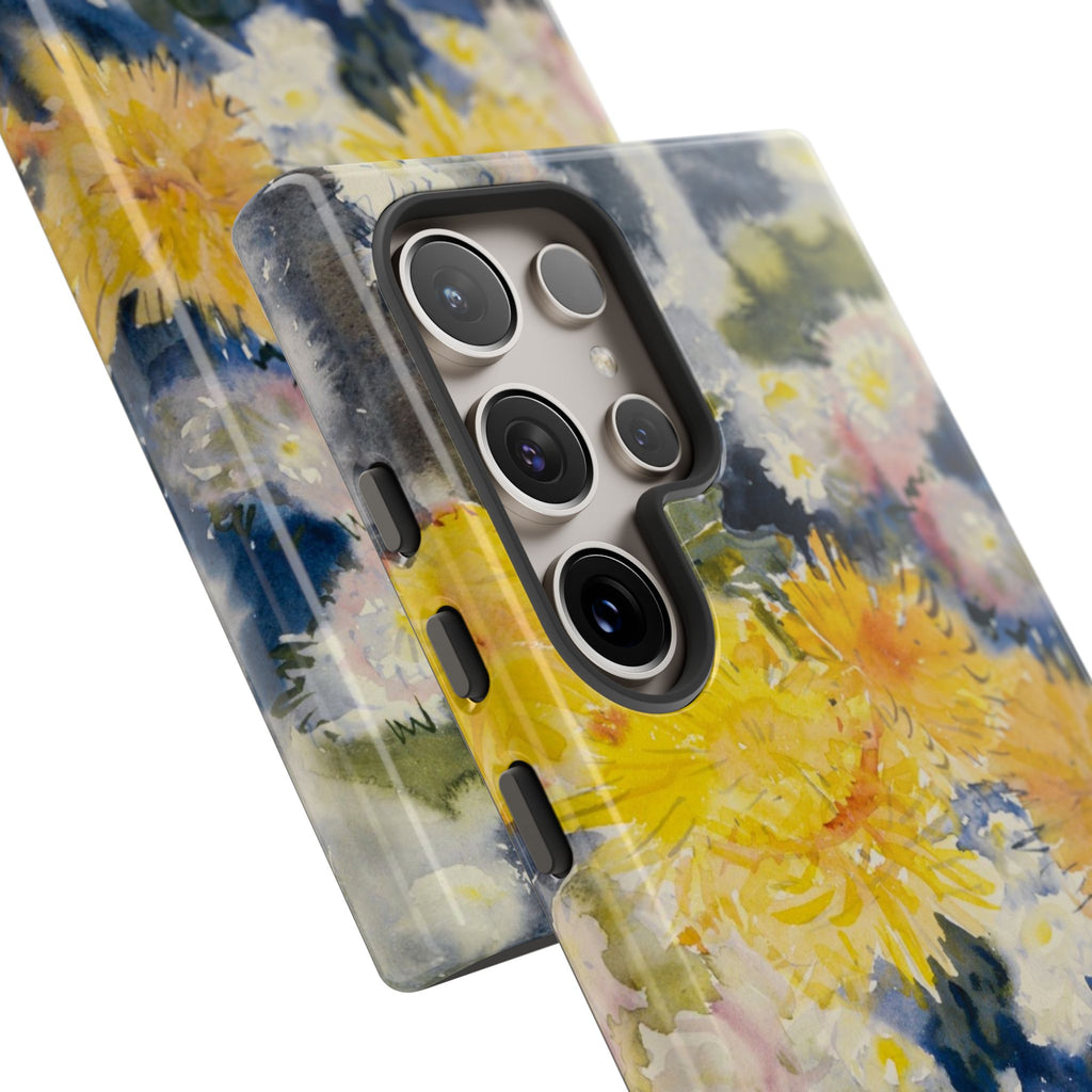 Floral Watercolor Phone Case – Yellow Chrysanthemums Design