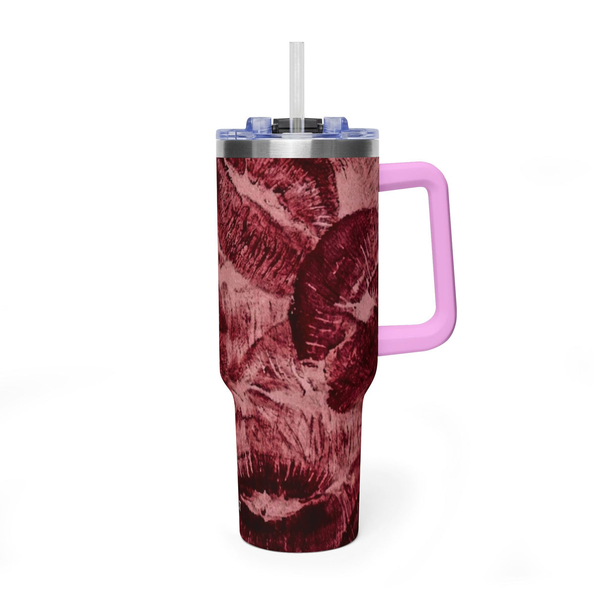40oz Vacuum Tumbler - Burgundy Rose Marble Insulated Travel Cup
