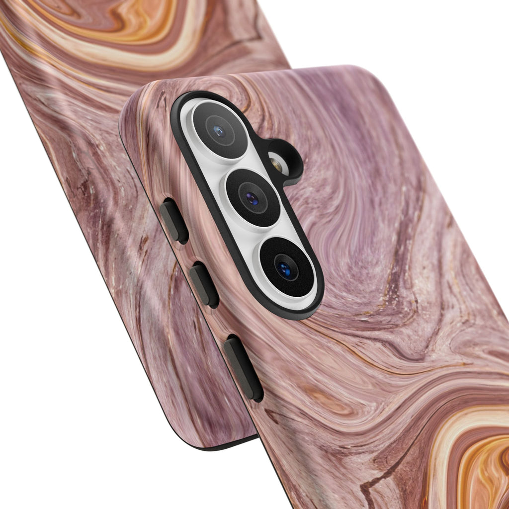 Marble Swirl Phone Case — Pink & Gold Abstract Tough Case