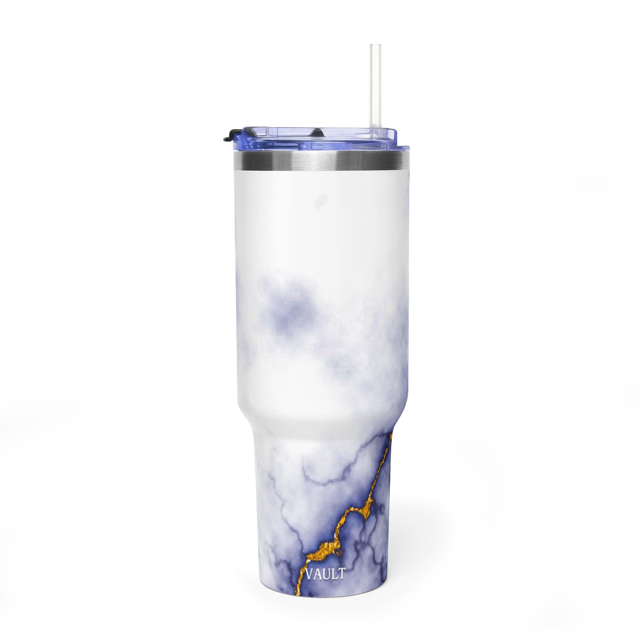 40oz Marble Thermal Tumbler - Blue & Gold Veined Vacuum Cup