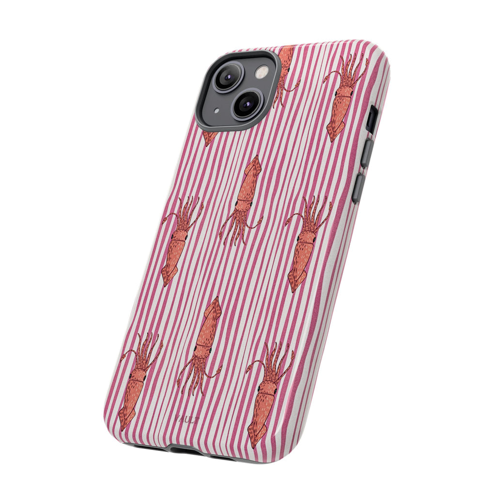 Squid Stripe Phone Case — Pink Nautical Sea Creature Pattern