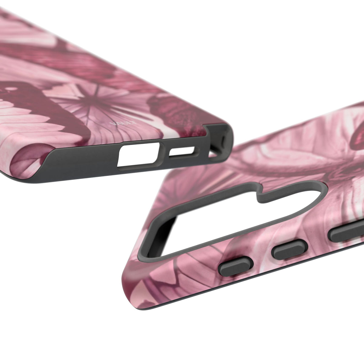 Butterfly Tough Phone Case — Vintage Pink Floral Protective Cover