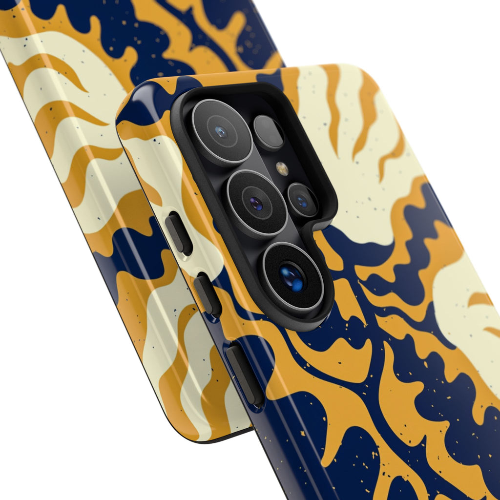 Bold Abstract Floral Phone Case (Navy & Mustard)