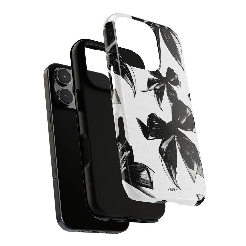 Floral Brushstroke Phone Case — Black & White Botanical Tough Case