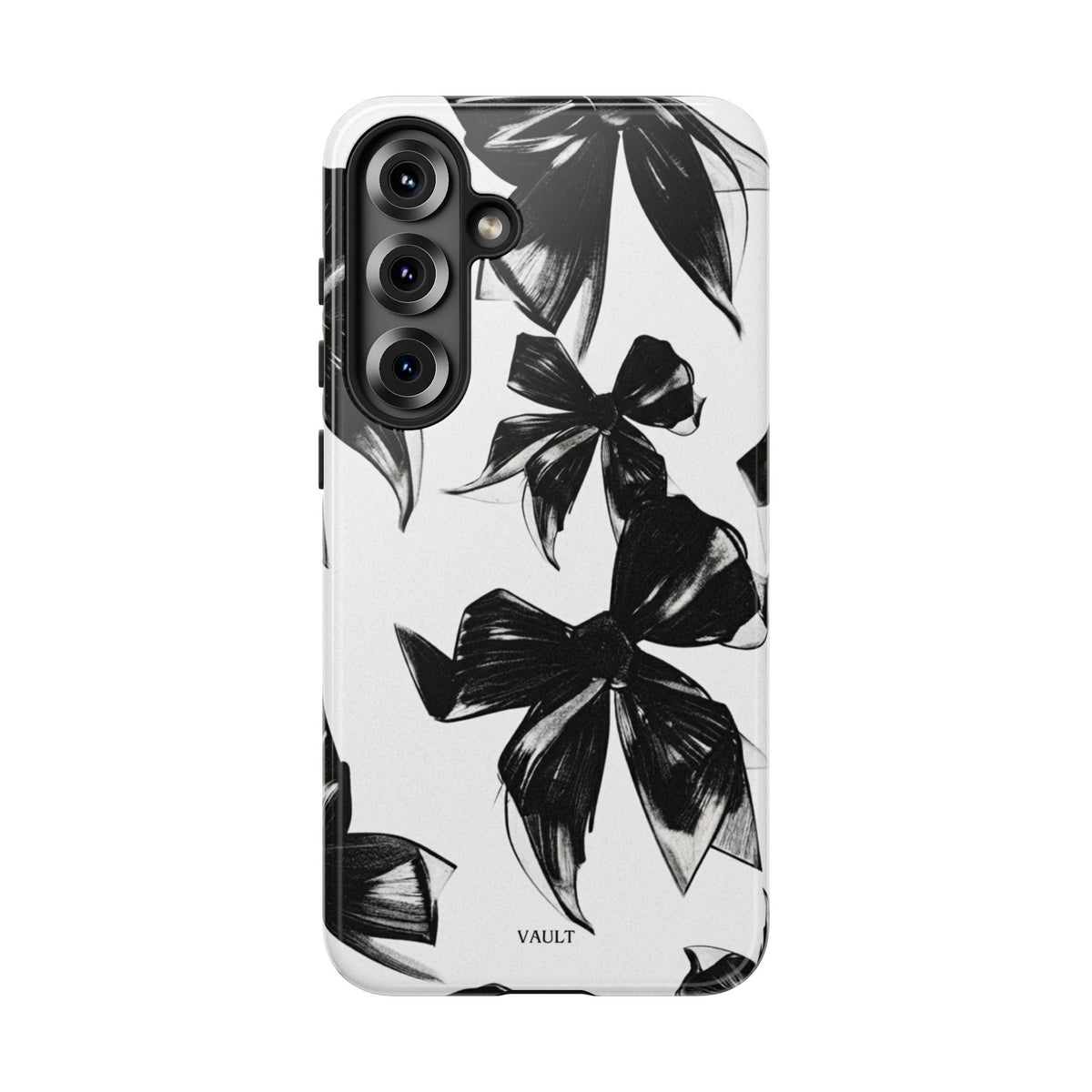 Floral Brushstroke Phone Case — Black & White Botanical Tough Case