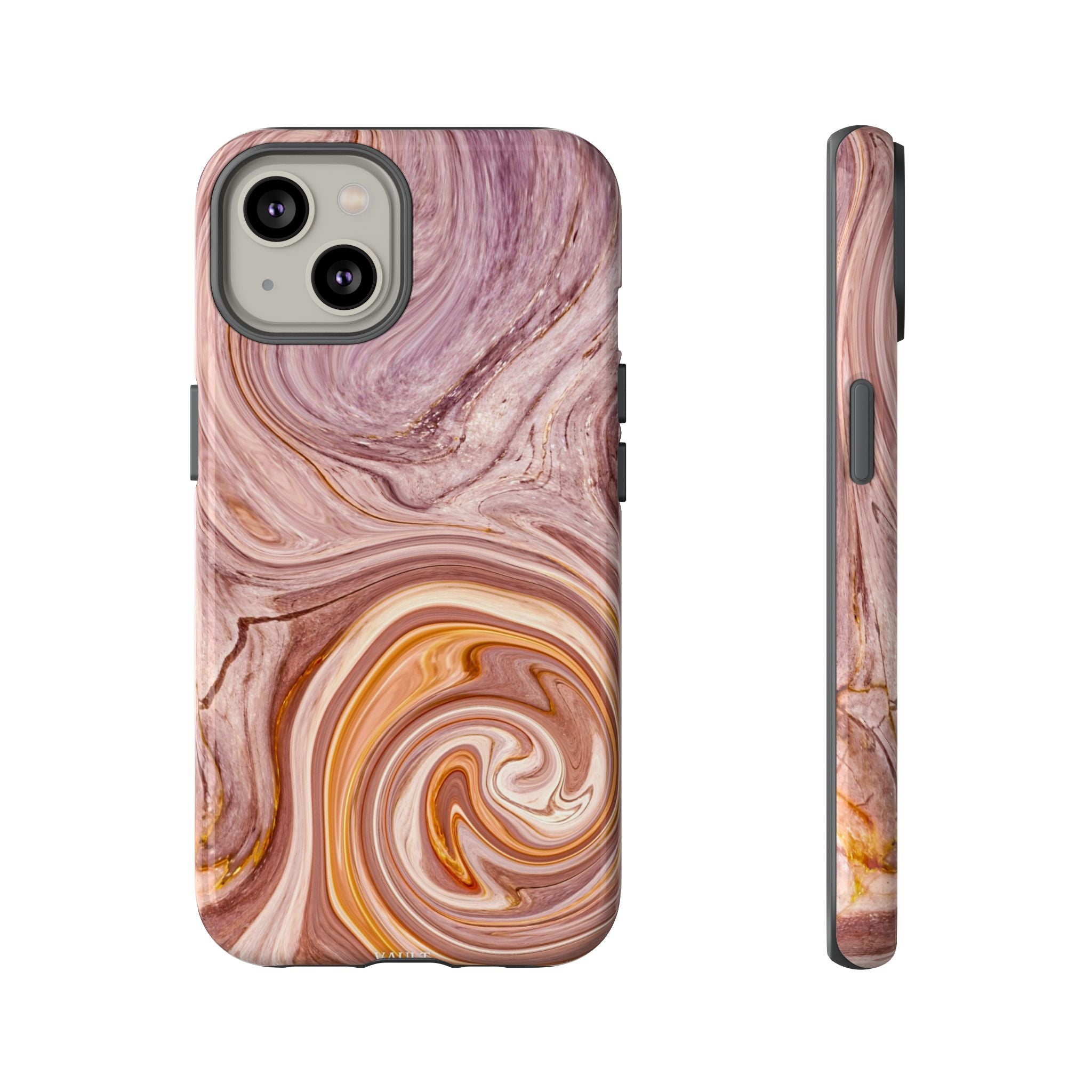 Marble Swirl Phone Case — Pink & Gold Abstract Tough Case
