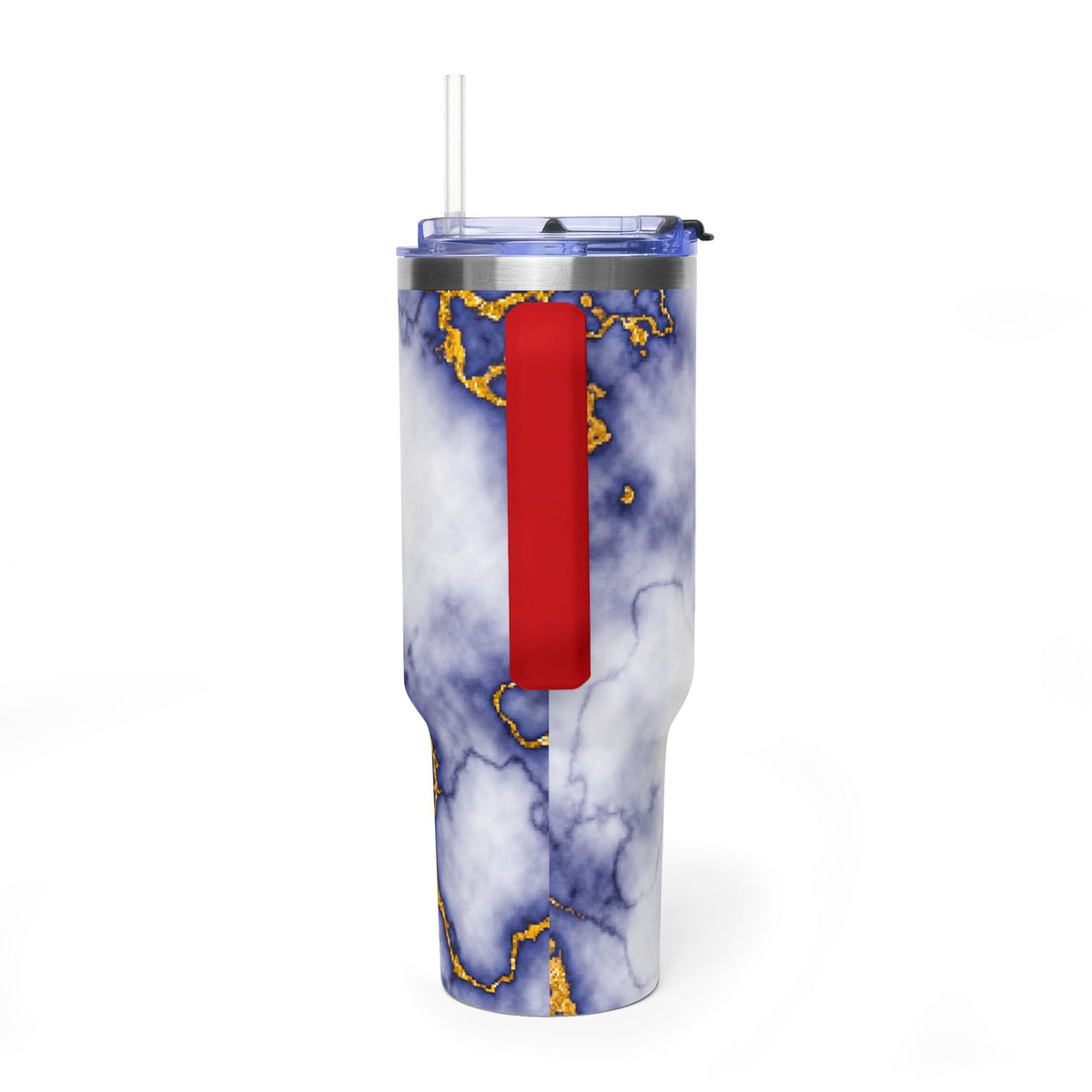 40oz Marble Thermal Tumbler - Blue & Gold Veined Vacuum Cup