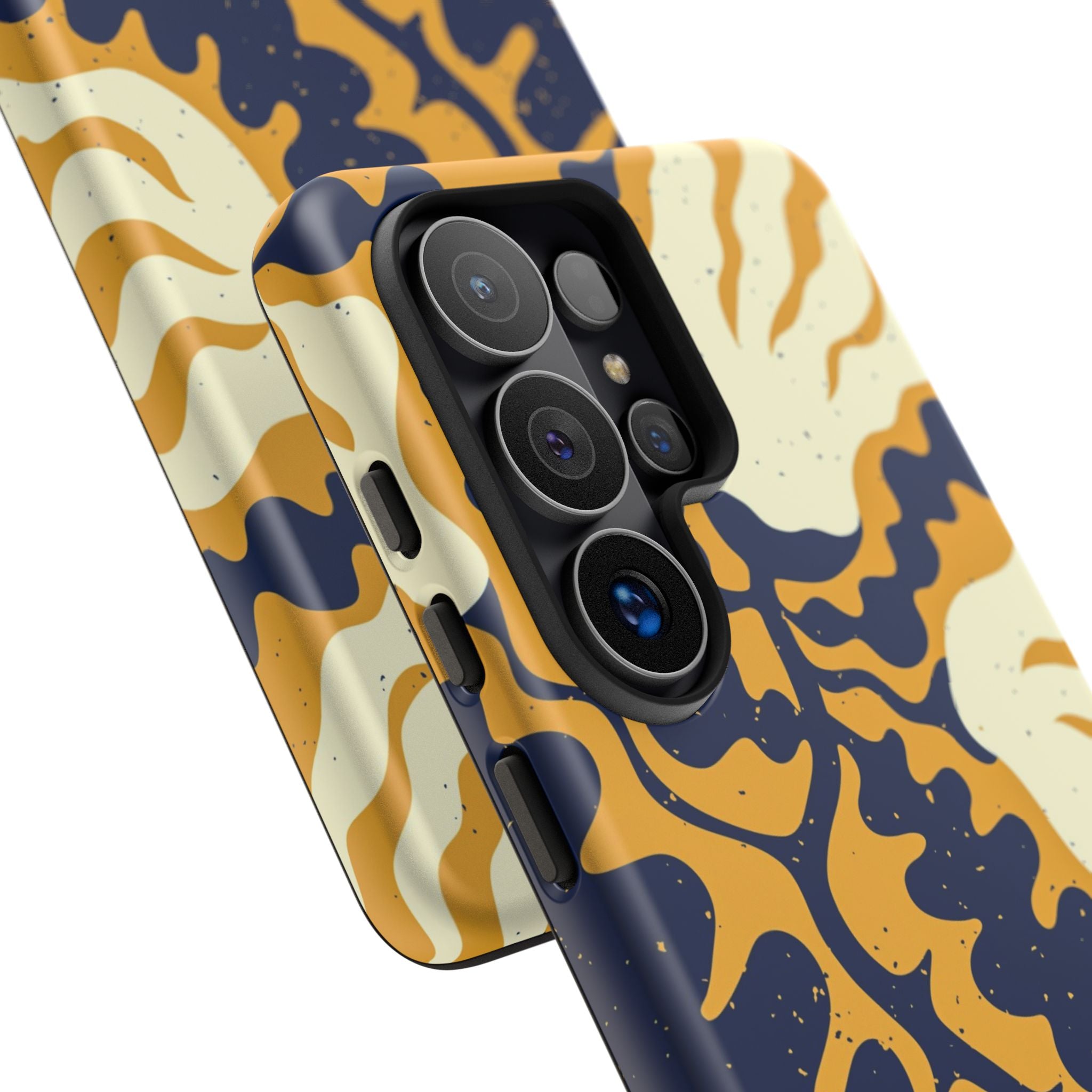Bold Abstract Floral Phone Case (Navy & Mustard)