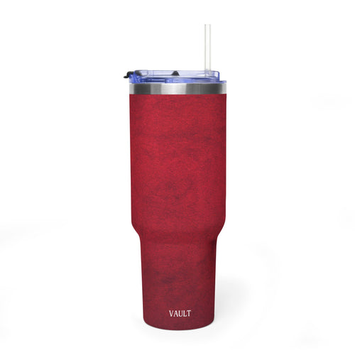 40oz Red Vacuum Tumbler – Insulated Travel Mug with Straw & Handle