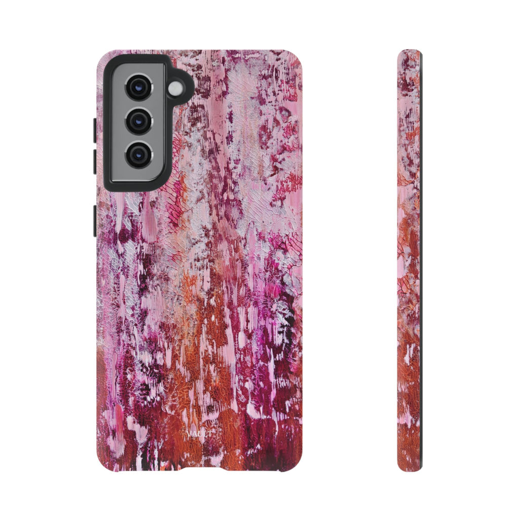 Pink Abstract Art Tough Phone Case — Protective Artistic Phone Cover